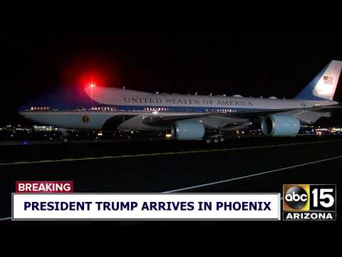 President Trump arrives in Phoenix forward of scheduled rally Friday