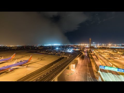 Time -Lapse Phoenix, AZ Sky Harbor Overnight Haboob Dust Storm 4K